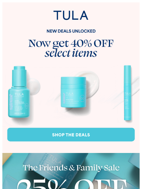 tula newsletter: Up to 40% OFF EXTENDED ONE MORE DAY 🚨