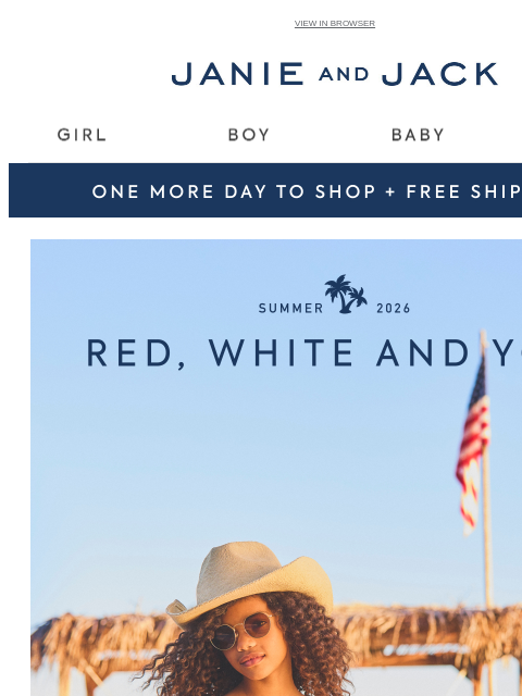 janieandjack newsletter: Surprise, surprise: free shipping + up to 70% off