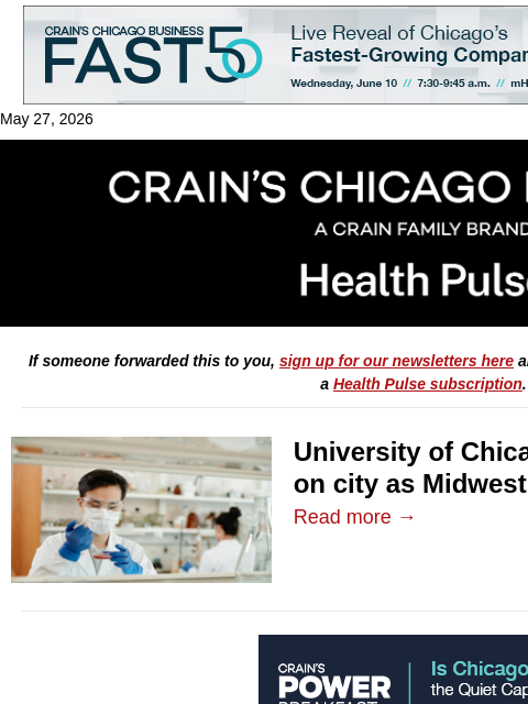 crainalerts newsletter: VectorBuilder plans South Side expansion