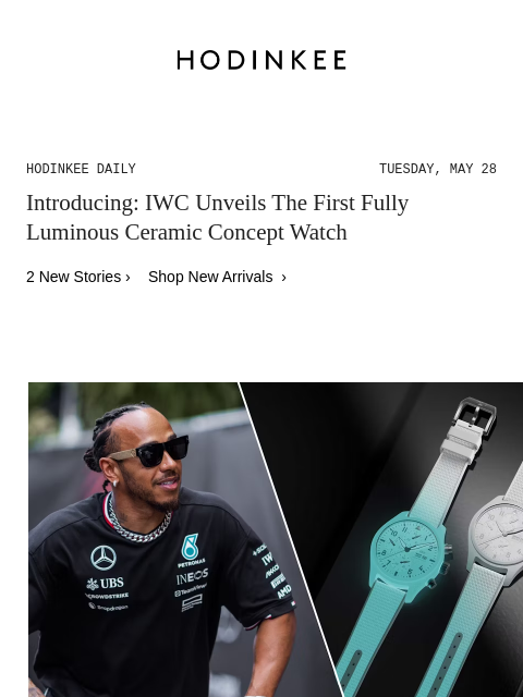 Today on Hodinkee... Introducing: IWC Unveils The First Fully Luminous Ceramic Concept Watch | Hodinkee Daily – Tuesday, May 28 | Introducing: IWC Unveils The First Fully Luminous Ceramic Concept Watch