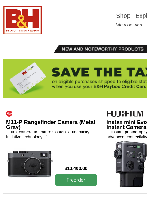 bhphotovideo newsletter: New Gear from Leica, Sony, FUJIFILM, Voigtlander, ...