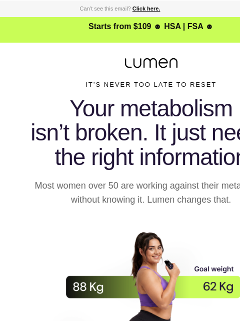 lumen newsletter: Your metabolism isn't broken. It just needs the ri...