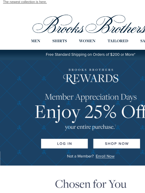 brooksbrothers newsletter: Enjoy 25% off when you become a Rewards Member