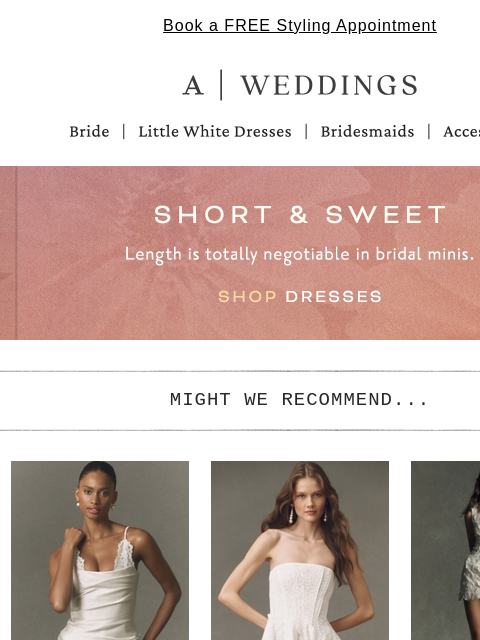 anthropologie newsletter: Bridal mini dresses