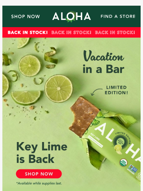 aloha newsletter: Back-in-stock for a limited time 🌴