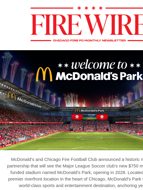 chicagofirefc newsletter: FIRE WIRE | We're Lovin' It 🎶⚽🏟️