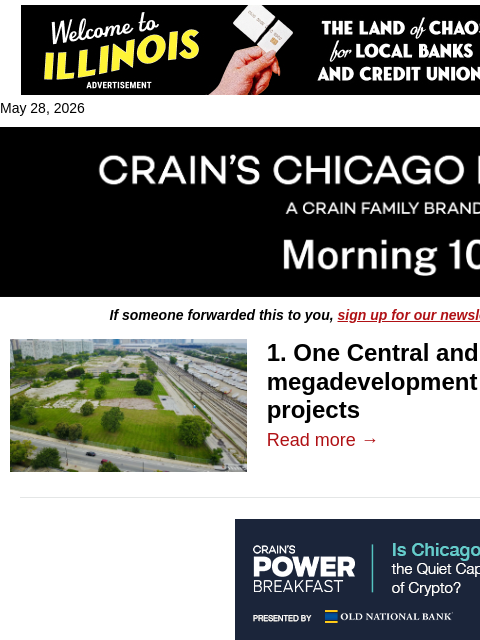 crainalerts newsletter: One Central, Michael Reese megadevelopment owners ...