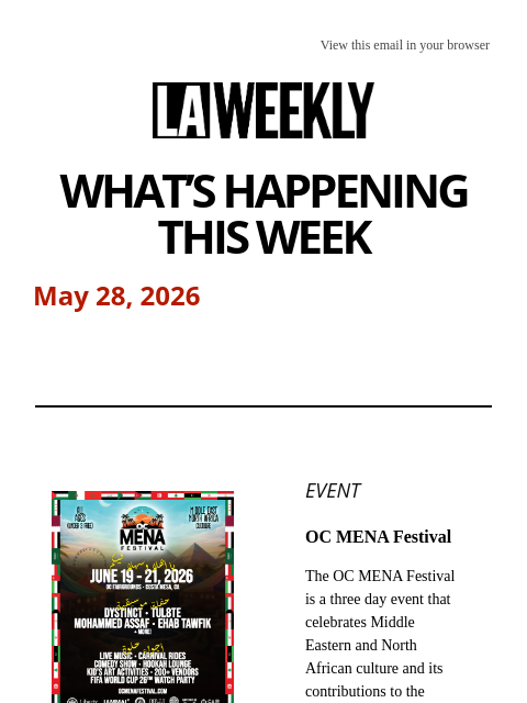laweekly newsletter: What's Happening in LA This Week + Pacific Surflin...