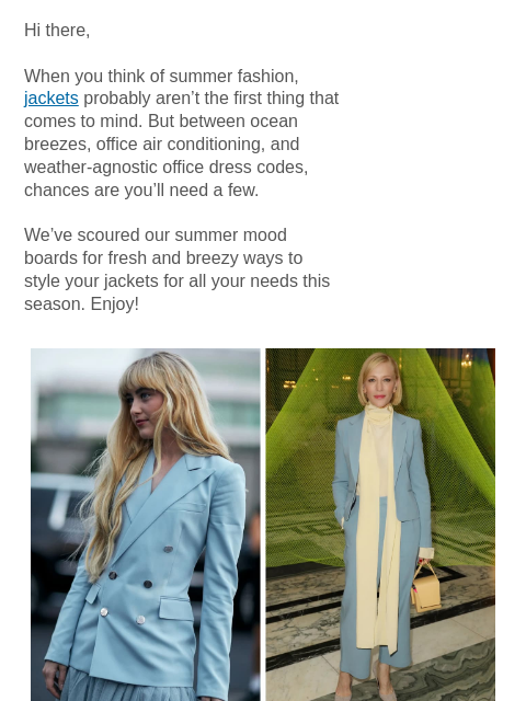 mmlafleur newsletter: Summer jackets for every scenario