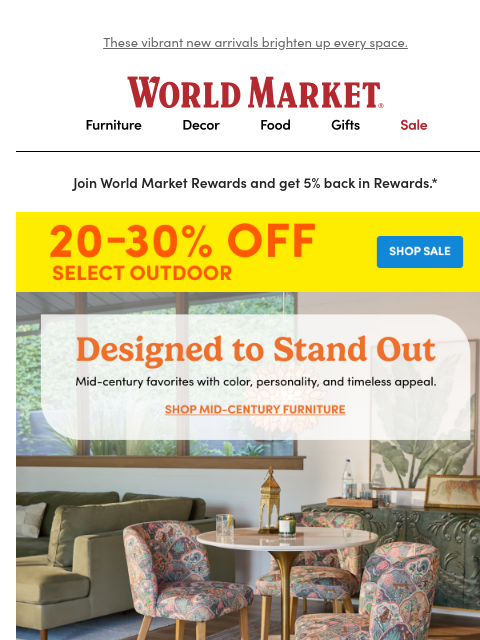 emailworldmarket newsletter: 🎨 🖍️ Hot hues, cool looks. Bring home some color...