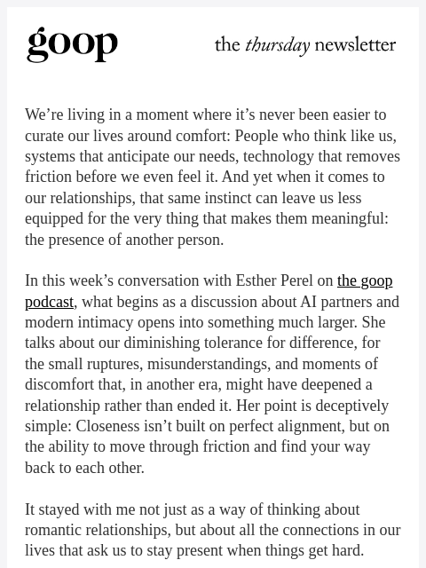 goop newsletter: the Thursday newsletter