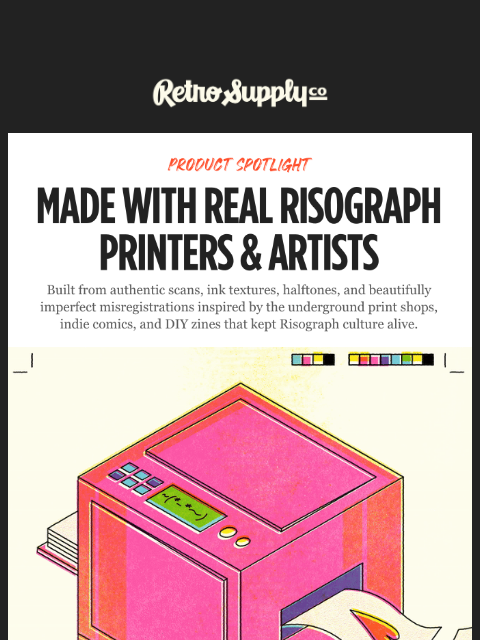 retrosupply newsletter: The Risograph Brush & Texture Kit