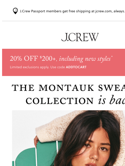jcrew newsletter: Our ultimate beach sweater is back!