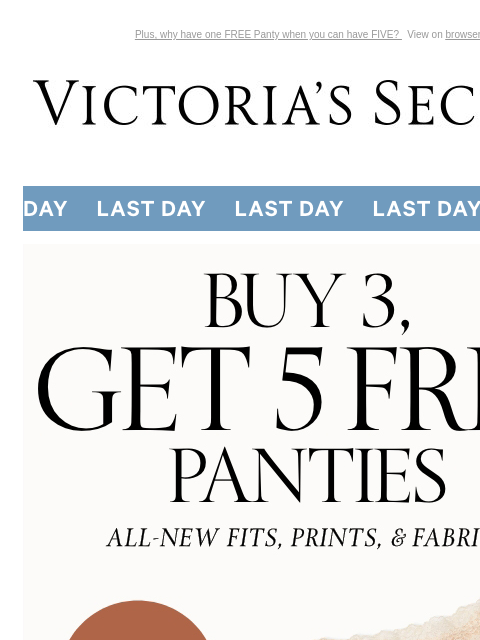 Plus, why have one FREE Panty when you can have FIVE? View on browser Victoria's Secret VSCC Available Credit Introduction Shop Now Shop Now Shop Now Display images to show real-time content