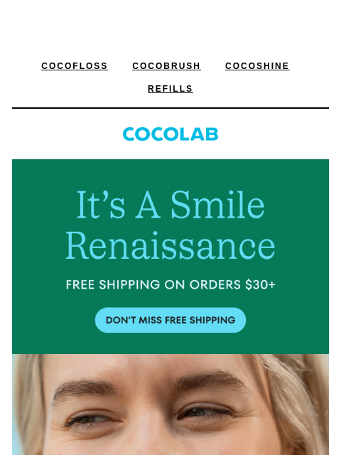 cocolab newsletter: Free shipping when you spend $30+