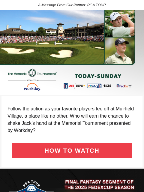 The Memorial Tournament presented by Workday, a PGA TOUR Signature Event, tees off today. ‌ ‌ ‌ ‌ ‌ ‌ ‌ ‌ ‌ ‌ ‌ ‌ ‌ ‌ ‌ ‌ ‌ ‌ ‌ ‌ ‌ ‌ ‌ ‌ ‌ ‌ ‌ ‌ ‌ ‌ ‌ ‌ ‌ ‌ ‌ ‌ ‌ ‌ ‌ ‌ ‌ ‌ ‌ ‌ ‌ ‌ ‌ ‌ ‌ ‌ ‌ ‌ ‌ ‌ ‌ ‌