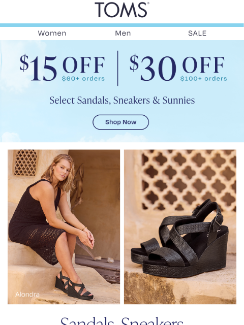 toms newsletter: Save Up To $30 on Summer Standouts