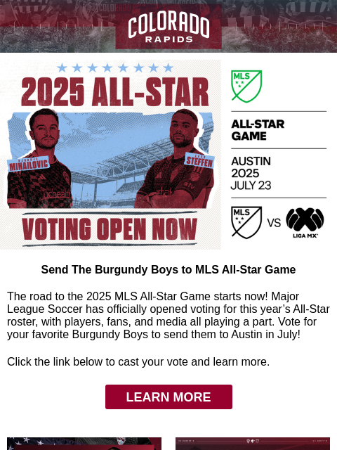Nico Hansen Gets Real About Being Thrust into First-Team Action | The Rundown Colorado Rapids All Star Voting Send The Burgundy Boys to MLS All-Star Game The road to the 2025 MLS All-Star Game starts