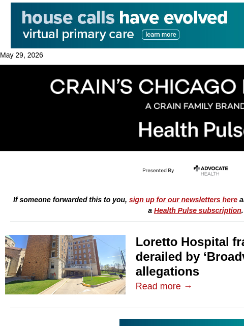 crainalerts newsletter: Loretto cases up in the air