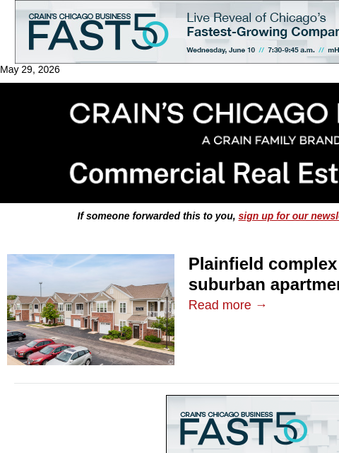 crainalerts newsletter: Suburbs see another high-dollar apartment sale