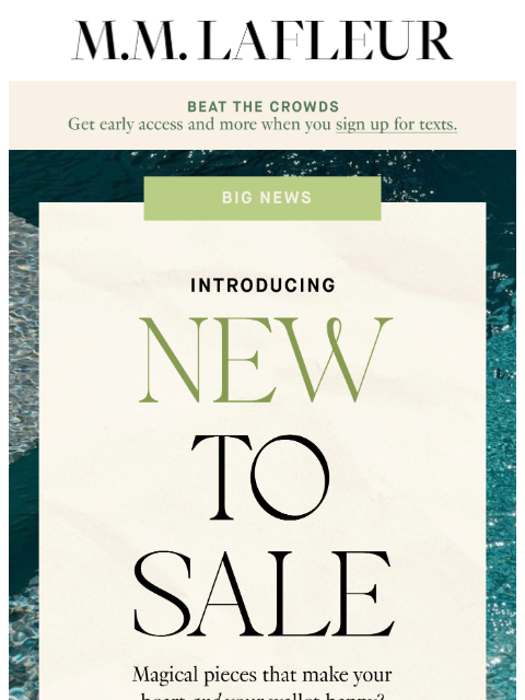 mmlafleur newsletter: NEW TO SALE
