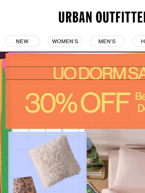 urbanoutfitters newsletter: UO Dorm Sale · 30% OFF Bedding & More