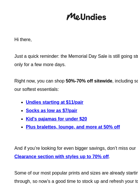 meundies newsletter: Up to 70% Off!