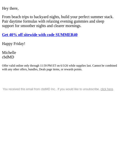 cbdmd newsletter: Guys, 40% Off Starts Today