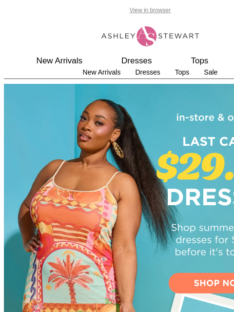 ashleystewart newsletter: LAST CALL 📢 $29.99 dresses ends soon!
