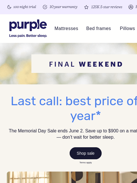 purple newsletter: Last weekend for Memorial Day savings.
