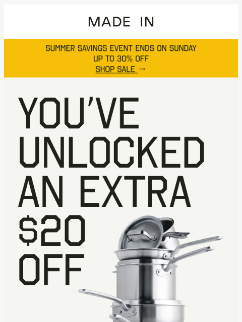 madeincookware newsletter: We’re Giving You $20 to Spend on the Sale