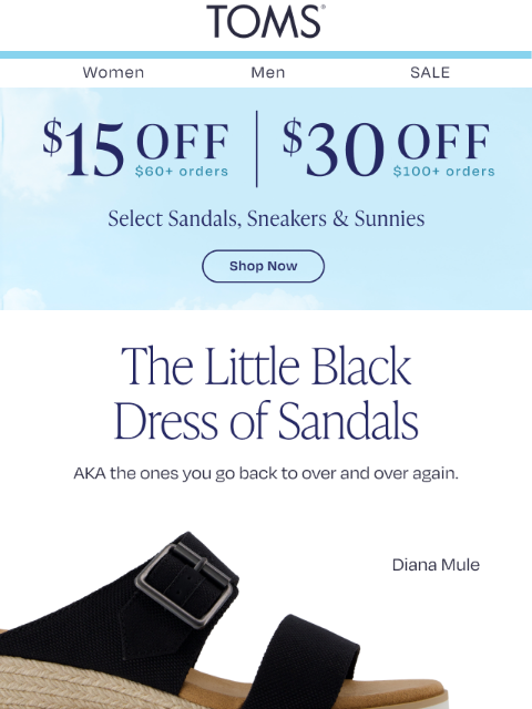 toms newsletter: Take $30 Off $100+ or $15 Off $60+