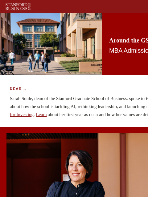 stanford newsletter: Around the GSB | May 2026