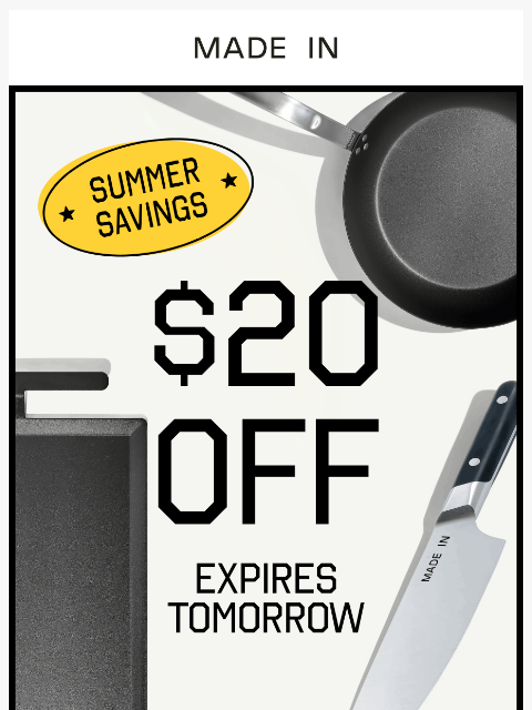 madeincookware newsletter: Expires Tomorrow: Extra $20 OFF