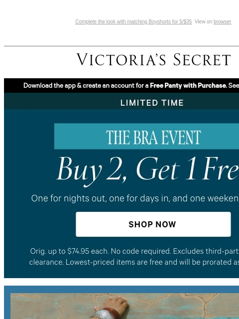 victoriassecret newsletter: Buy 2, Get 1 FREE Bras (Hint: New Lacies)