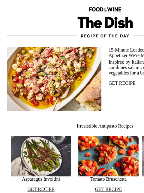 foodandwine newsletter: Loaded Antipasto Dip