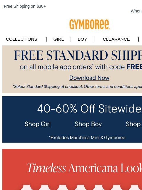 gymboree newsletter: On Repeat: Red, White & Blue Tops + Extra 25% Off ...