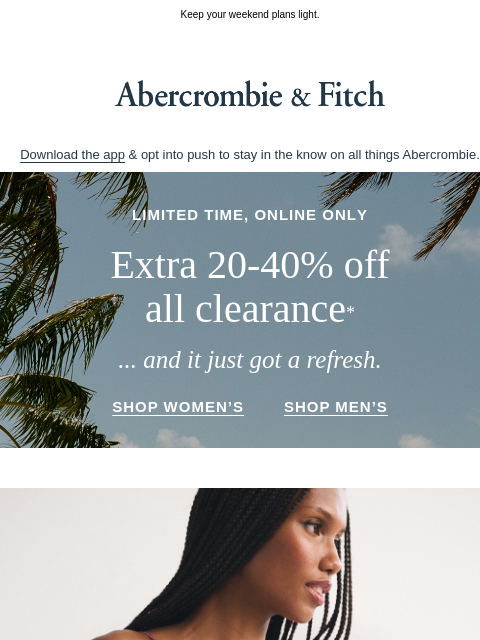 abercrombie newsletter: 100% LINEN IS IN →