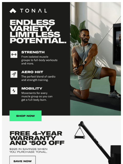tonal newsletter: Endless workouts. One great deal.