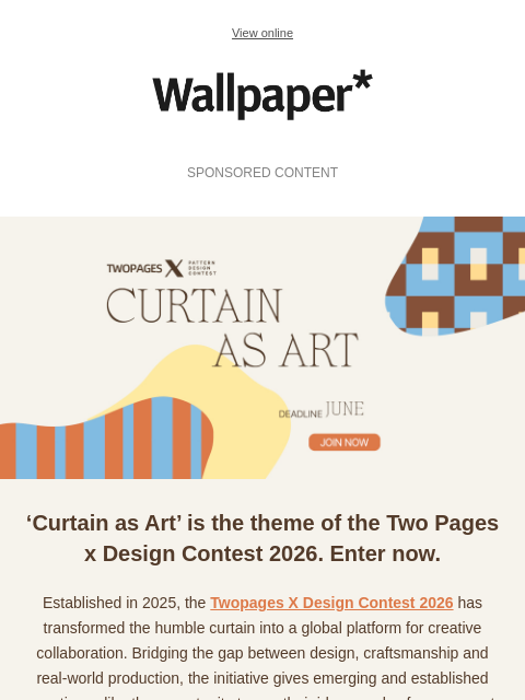 futureplc newsletter: Curtains reimagined as art: a design competition