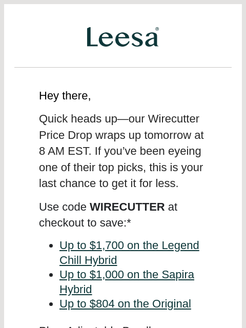 leesasleep newsletter: It’s your last chance to save up to $1,700