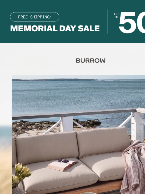 burrow newsletter: Up to 50% off. Take it outside