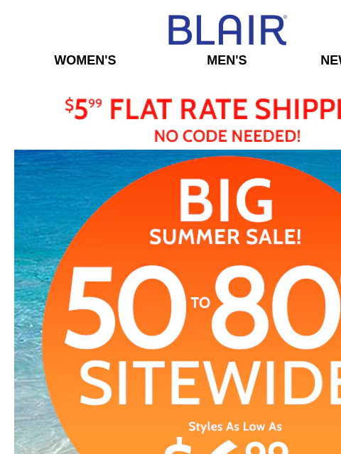 Denimease, Haband or Knit… ALL Pants, Shorts, Capris are on SALE at LOW PRICES! Blair Women's Men's New Arrivals $5.99 Flat Rate Shipping no Code Needed! Big Summer Sale! 50% to 80% Off