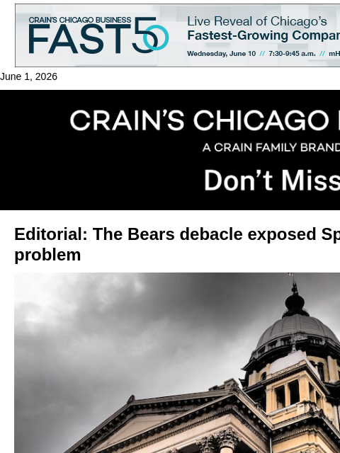 crainalerts newsletter: The Bears debacle reveals Springfield’s bigger pro...