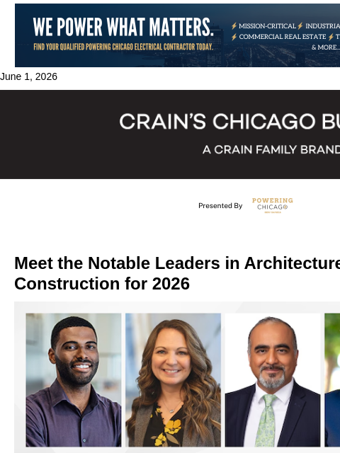 crainalerts newsletter: Notable Leaders in Architecture, Engineering & Con...