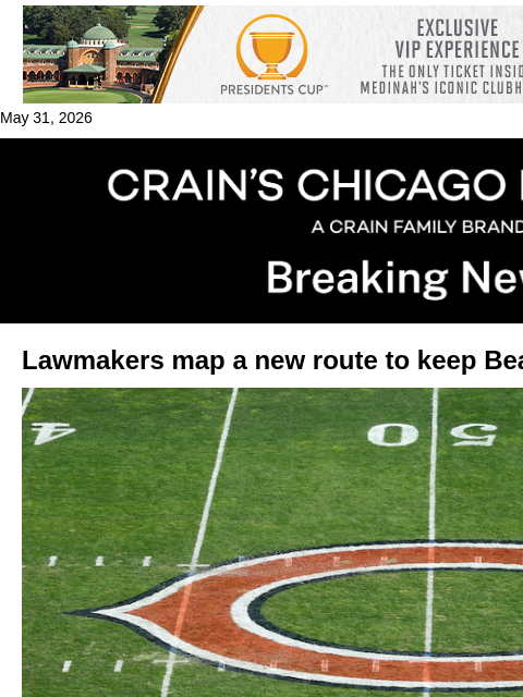 crainalerts newsletter: Springfield maps a new route to keep Bears in Illi...