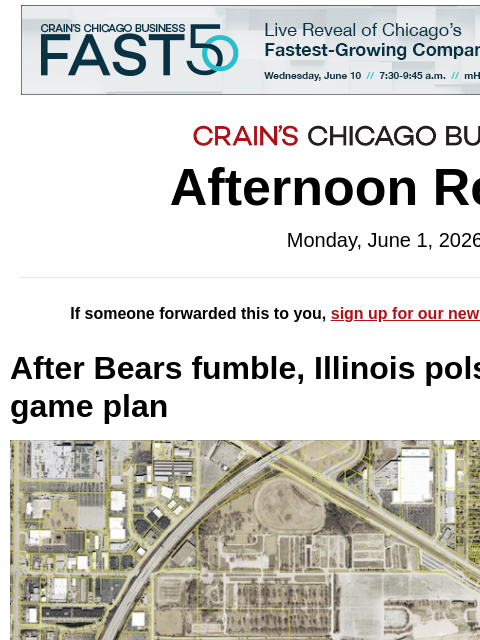 crainalerts newsletter: After Bears fumble, Illinois pols seek a new game ...