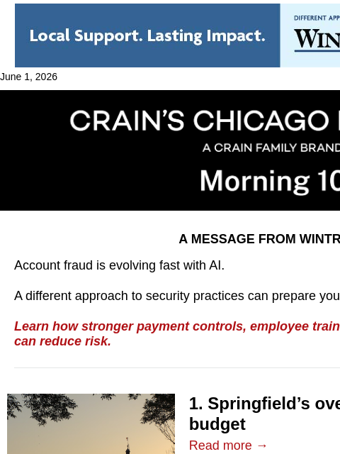 crainalerts newsletter: Springfield passes $59B budget with new taxes