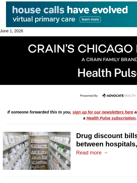 crainalerts newsletter: 340B bills pass in Springfield