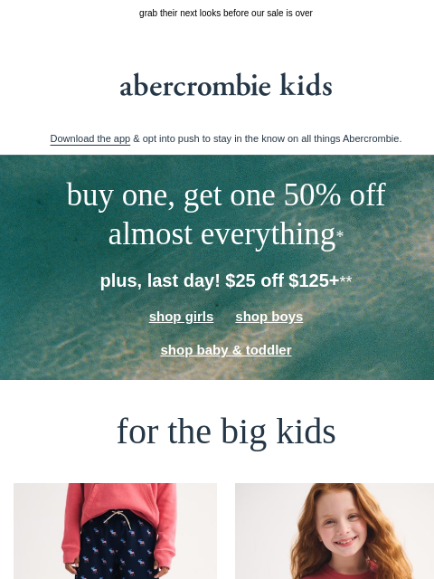 abercrombie newsletter: new outfits for the whole crew